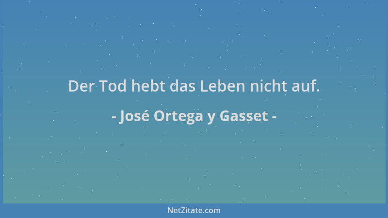 José Ortega y Gasset - Der Tod hebt das Leben nicht auf....