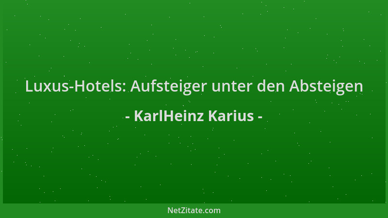 KarlHeinz Karius - Luxus-Hotels: Aufsteiger unter den Absteigen...