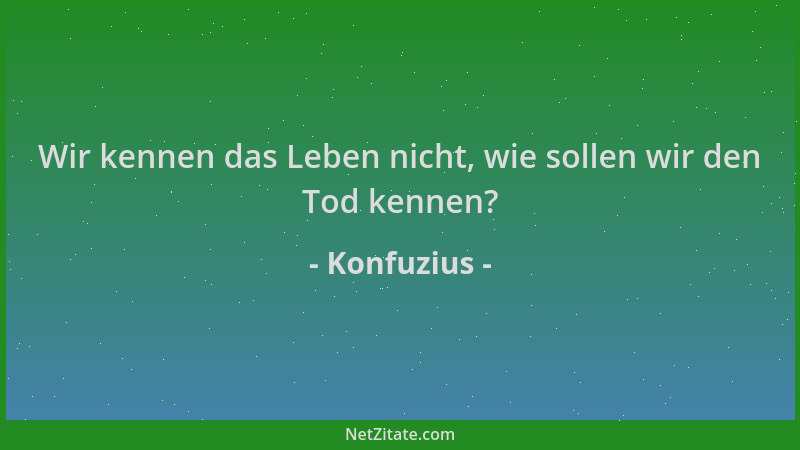 Konfuzius - Wir kennen das Leben nicht, wie sollen wir den Tod kennen?...