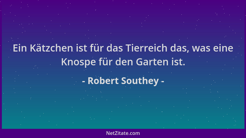 Robert Southey - Ein Kätzchen ist für das Tierreich das, was eine Knospe für den Garten ist....