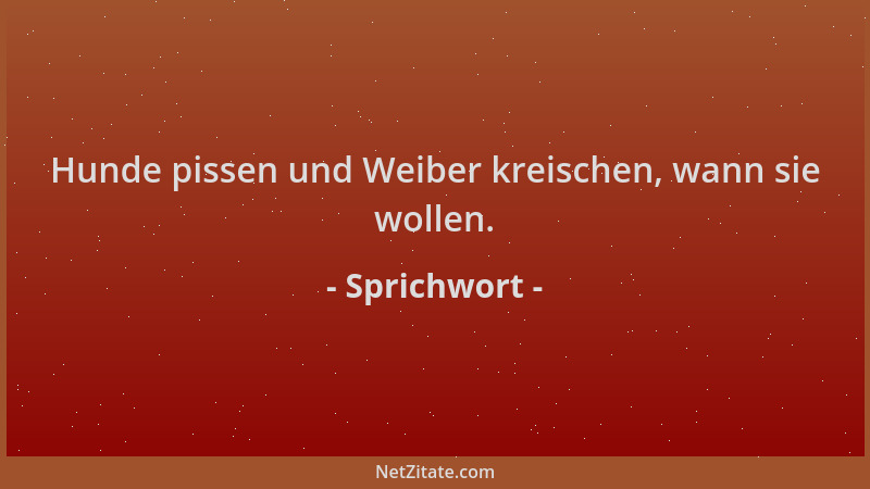 Sprichwort - Hunde pissen und Weiber kreischen, wann sie wollen....