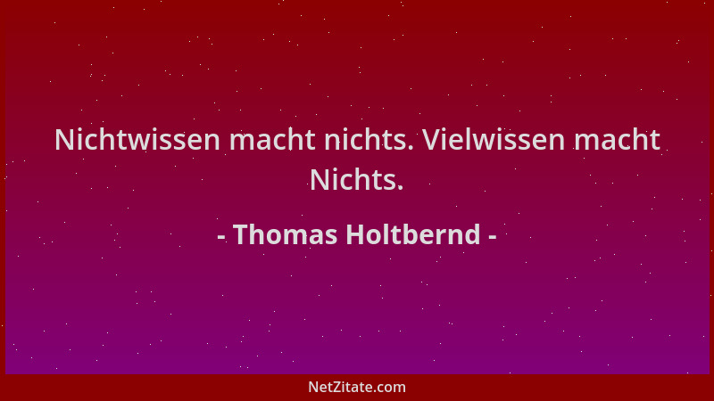 Thomas Holtbernd - Nichtwissen macht nichts. Vielwissen macht Nichts....