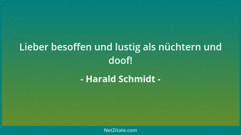 Harald Schmidt - Lieber besoffen und lustig als nüchtern und doof!...