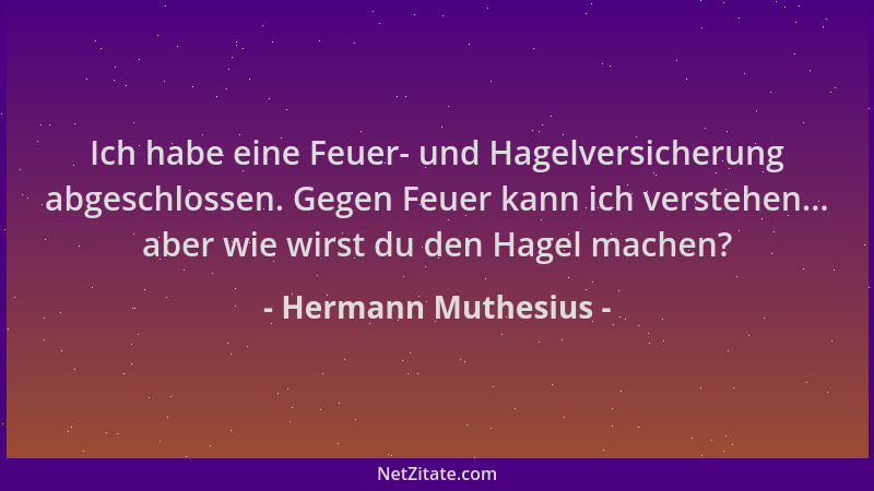 Hermann Muthesius - Ich habe eine Feuer- und Hagelversicherung abgeschlossen. Gegen Feuer kann ich verstehen... aber wie wi...