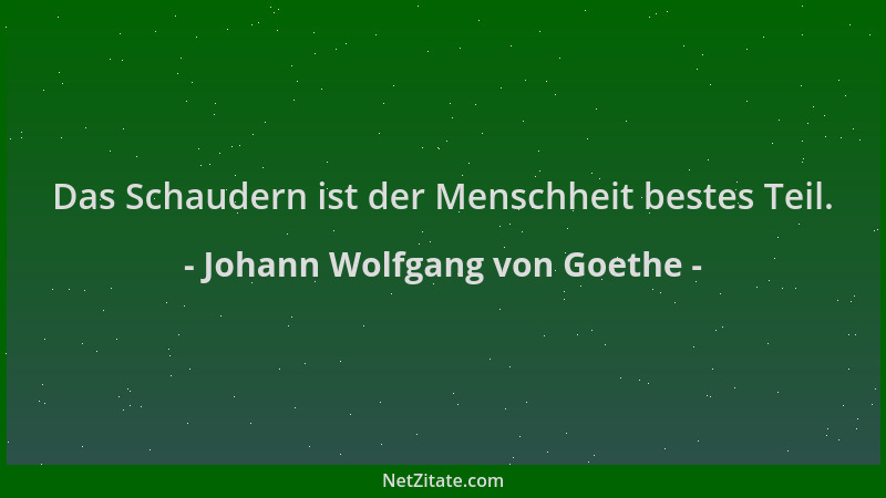 Johann Wolfgang von Goethe - Das Schaudern ist der Menschheit bestes Teil....