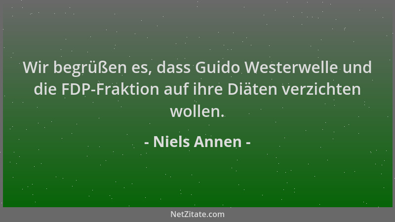 Niels Annen - Wir begrüßen es, dass Guido Westerwelle und die FDP-Fraktion auf ihre Diäten verzichten wollen....