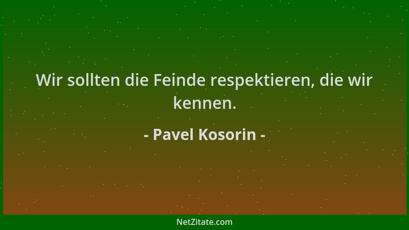 Pavel Kosorin - Wir sollten die Feinde respektieren, die wir kennen....