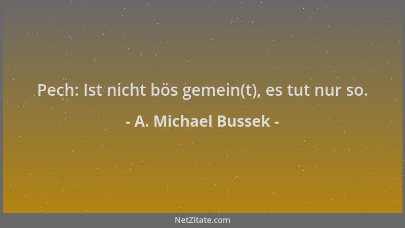 A. Michael Bussek - Pech: Ist nicht bös gemein(t), es tut nur so....