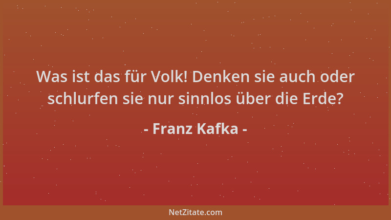 Franz Kafka - Was ist das für Volk! Denken sie auch oder schlurfen sie nur sinnlos über die Erde?...