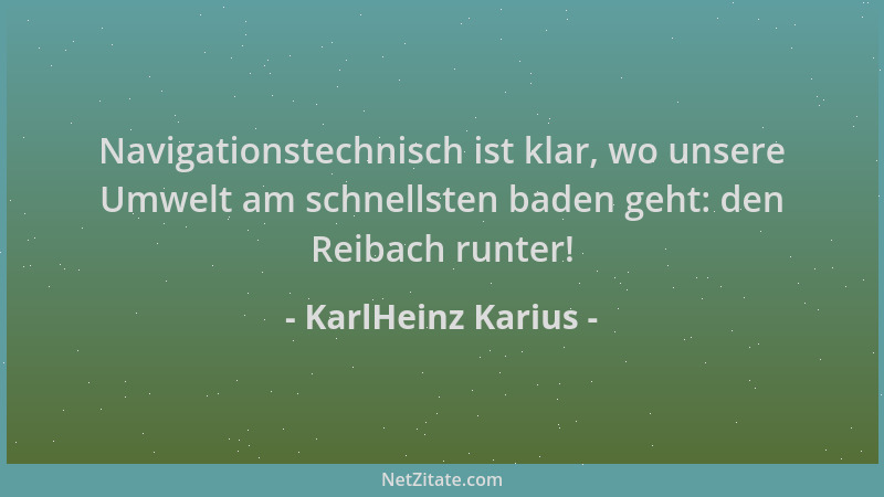 KarlHeinz Karius - Navigationstechnisch ist klar, wo unsere Umwelt am schnellsten baden geht: den Reibach runter!...