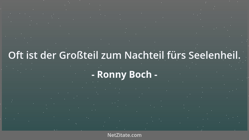Ronny Boch - Oft ist der Großteil zum Nachteil fürs Seelenheil....