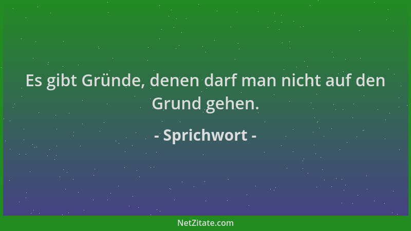Sprichwort - Es gibt Gründe, denen darf man nicht auf den Grund gehen....