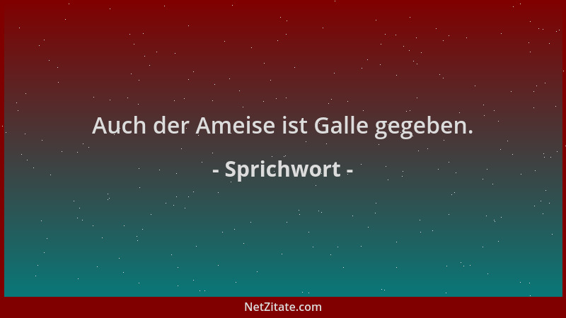 Sprichwort - Auch der Ameise ist Galle gegeben....