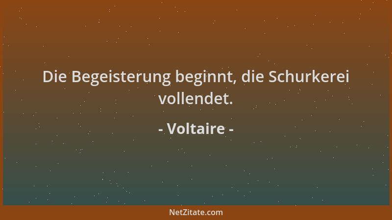 Voltaire - Die Begeisterung beginnt, die Schurkerei vollendet....