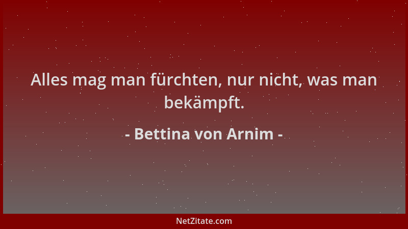 Bettina von Arnim - Alles mag man fürchten, nur nicht, was man bekämpft....