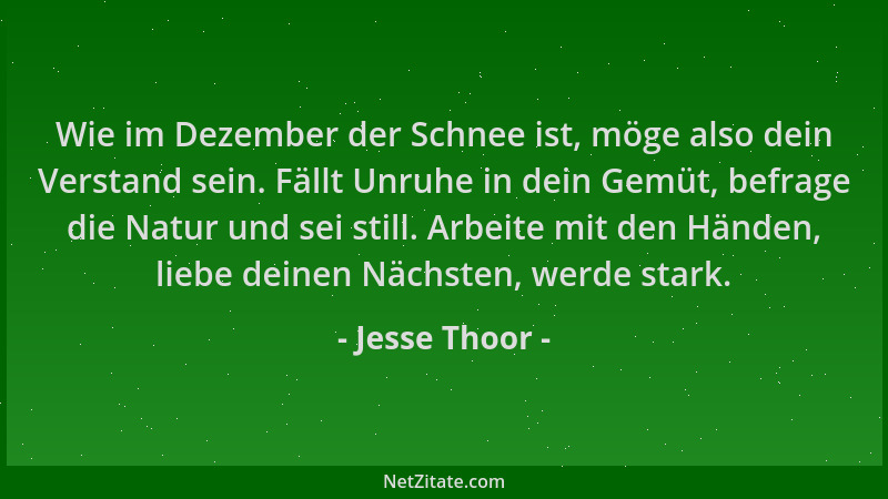 Jesse Thoor - Wie im Dezember der Schnee ist, möge also dein Verstand sein. Fällt Unruhe in dein Gemüt, befrage die Natur u...