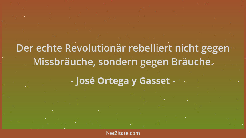 José Ortega y Gasset - Der echte Revolutionär rebelliert nicht gegen Missbräuche, sondern gegen Bräuche....