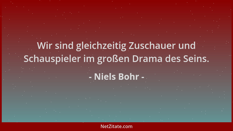 Niels Bohr - Wir sind gleichzeitig Zuschauer und Schauspieler im großen Drama des Seins....