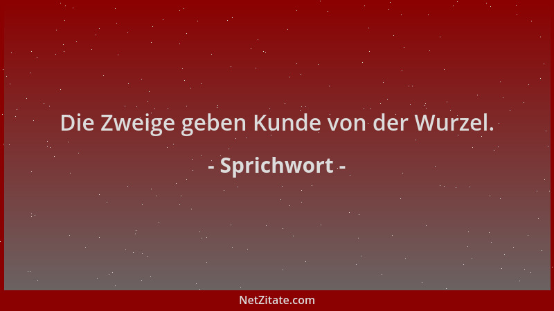 Sprichwort - Die Zweige geben Kunde von der Wurzel....