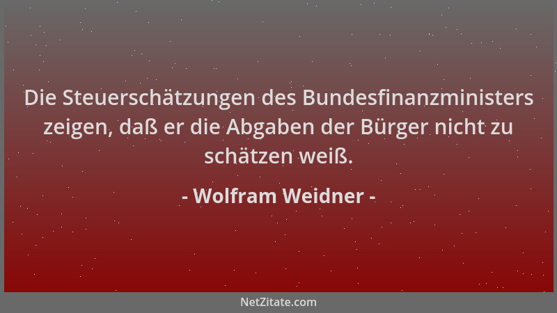 Wolfram Weidner - Die Steuerschätzungen des Bundesfinanzministers zeigen, daß er die Abgaben der Bürger nicht zu schätzen w...