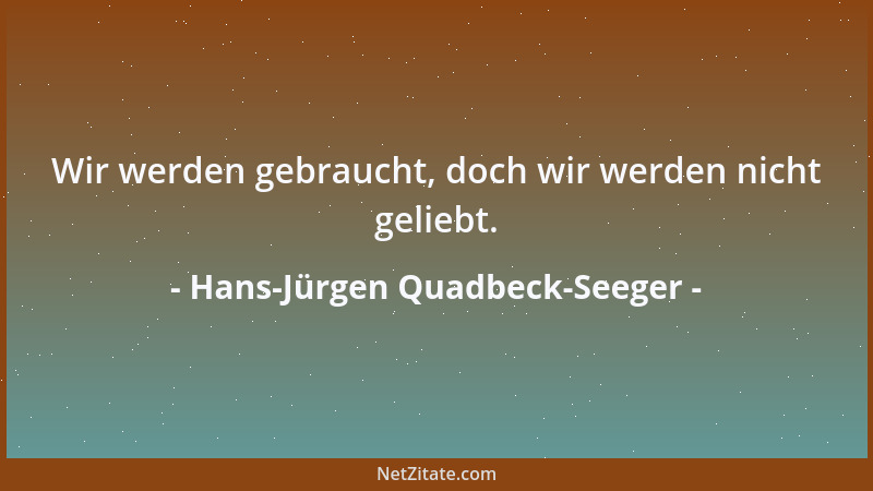 Hans-Jürgen Quadbeck-Seeger - Wir werden gebraucht, doch wir werden nicht geliebt....