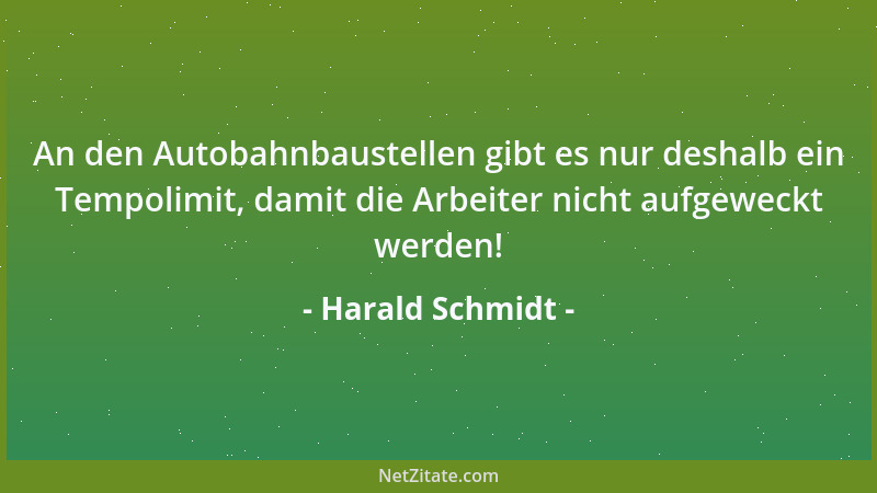 Harald Schmidt - An den Autobahnbaustellen gibt es nur deshalb ein Tempolimit, damit die Arbeiter nicht aufgeweckt werden!...