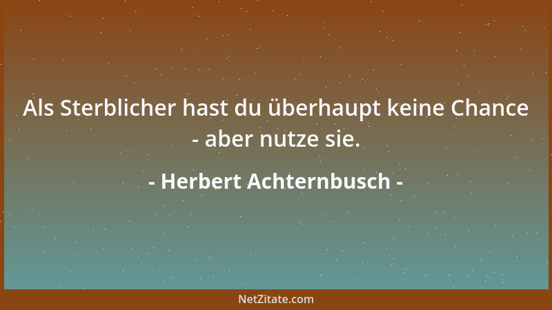 Herbert Achternbusch - Als Sterblicher hast du überhaupt keine Chance - aber nutze sie....
