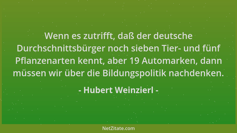 Hubert Weinzierl - Wenn es zutrifft, daß der deutsche Durchschnittsbürger noch sieben Tier- und fünf Pflanzenarten kennt, a...