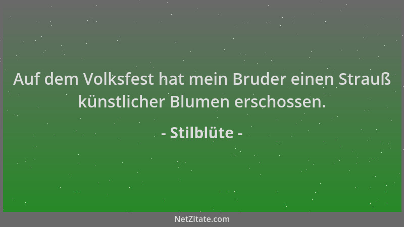 Stilblüte - Auf dem Volksfest hat mein Bruder einen Strauß künstlicher Blumen erschossen....