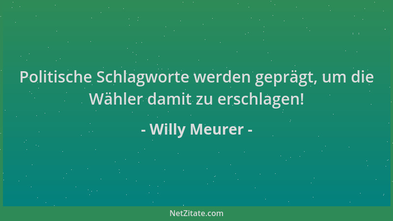Willy Meurer - Politische Schlagworte werden geprägt, um die Wähler damit zu erschlagen!...