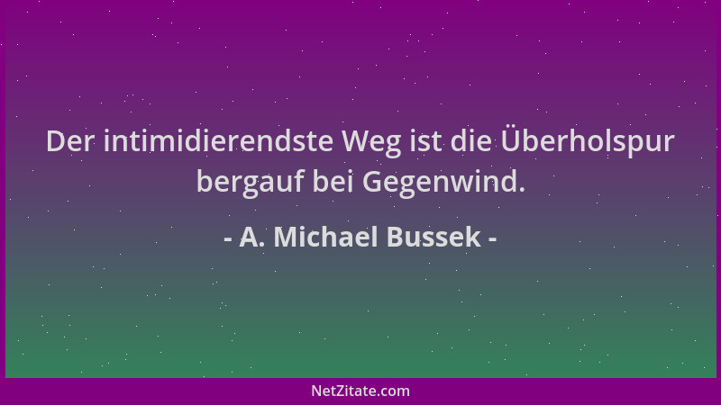 A. Michael Bussek - Der intimidierendste Weg ist die Überholspur bergauf bei Gegenwind....