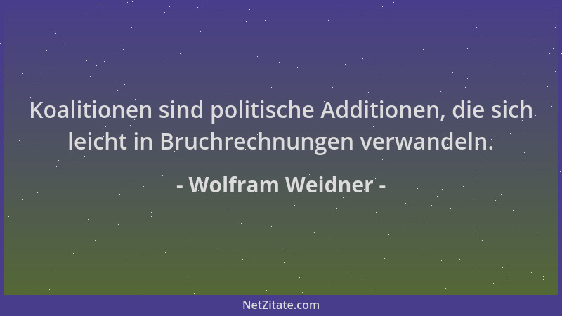 Wolfram Weidner - Koalitionen sind politische Additionen, die sich leicht in Bruchrechnungen verwandeln....