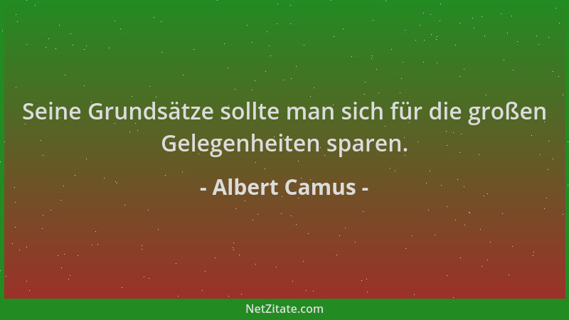 Albert Camus - Seine Grundsätze sollte man sich für die großen Gelegenheiten sparen....
