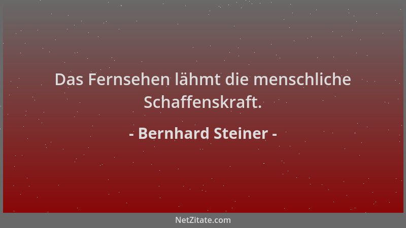Bernhard Steiner - Das Fernsehen lähmt die menschliche Schaffenskraft....