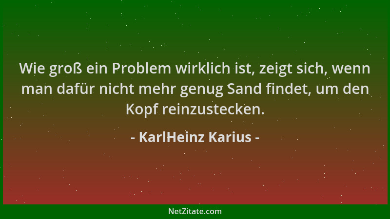 KarlHeinz Karius - Wie groß ein Problem wirklich ist, zeigt sich, wenn man dafür nicht mehr genug Sand findet, um den Kopf...