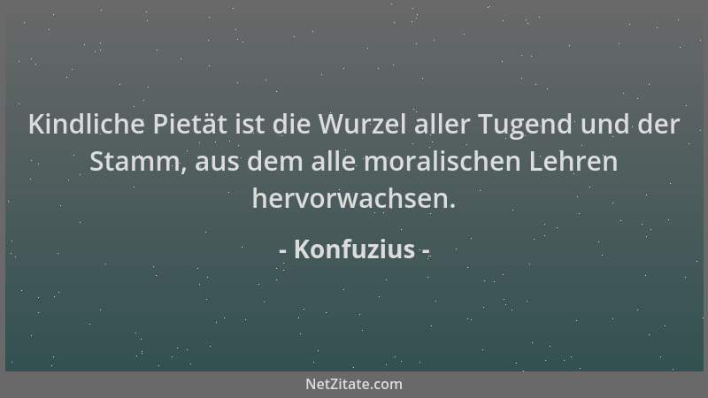 Konfuzius - Kindliche Pietät ist die Wurzel aller Tugend und der Stamm, aus dem alle moralischen Lehren hervorwachsen....