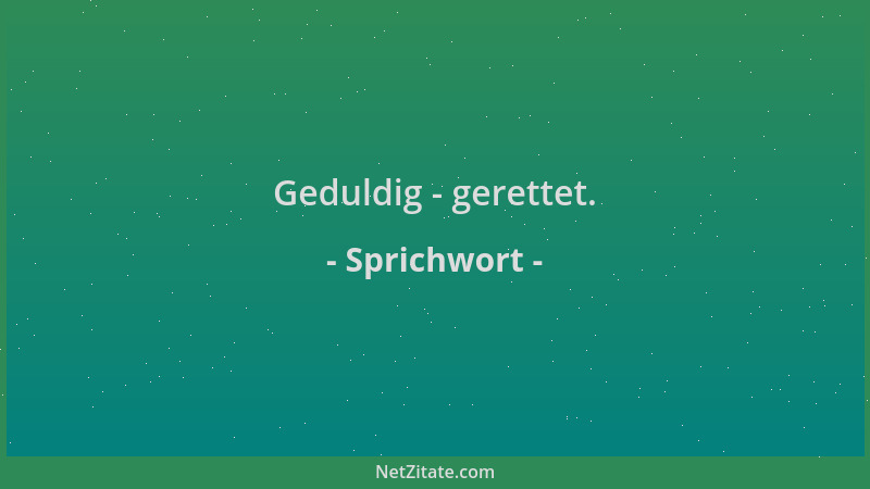 Sprichwort - Geduldig - gerettet....