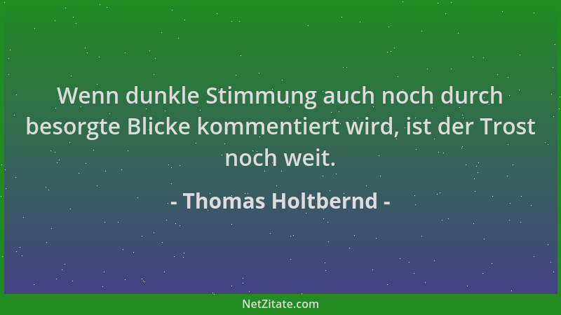 Thomas Holtbernd - Wenn dunkle Stimmung auch noch durch besorgte Blicke kommentiert wird, ist der Trost noch weit....