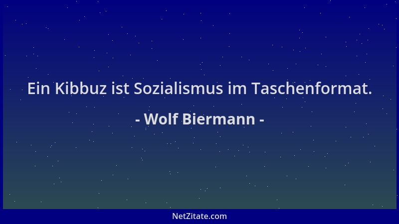 Wolf Biermann - Ein Kibbuz ist Sozialismus im Taschenformat....