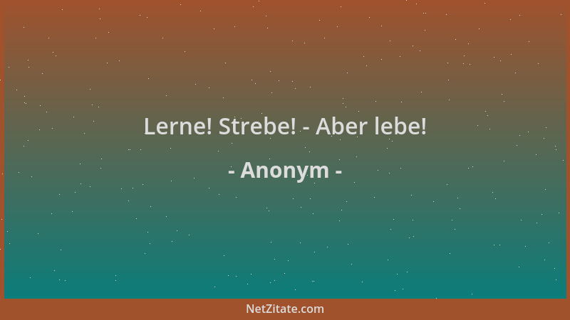 Anonym - Lerne! Strebe! - Aber lebe!...