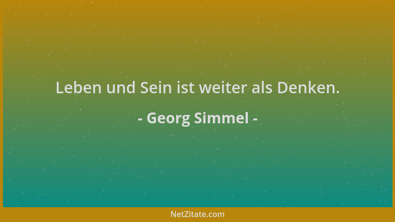 Georg Simmel - Leben und Sein ist weiter als Denken....