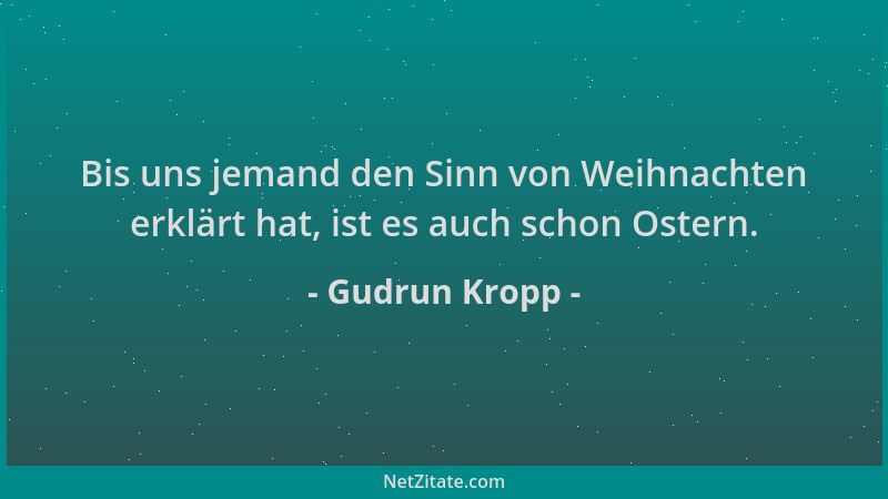 Gudrun Kropp - Bis uns jemand den Sinn von Weihnachten erklärt hat, ist es auch schon Ostern....