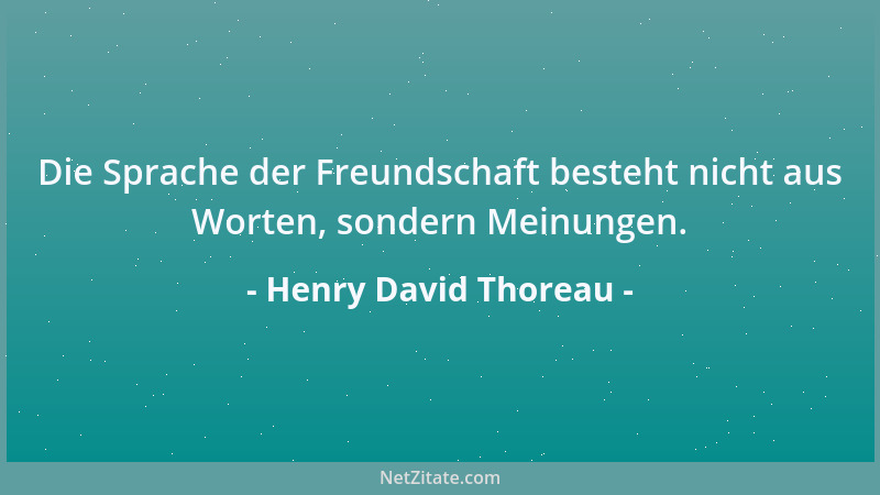 Henry David Thoreau - Die Sprache der Freundschaft besteht nicht aus Worten, sondern Meinungen....