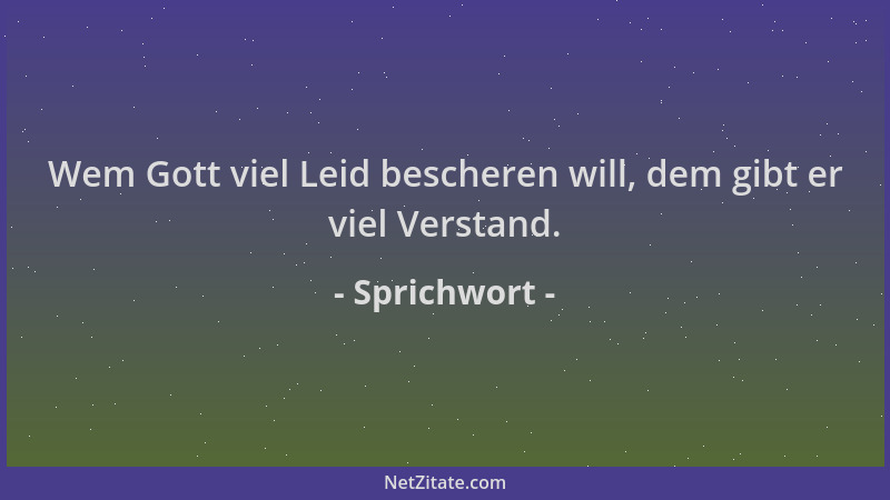 Sprichwort - Wem Gott viel Leid bescheren will, dem gibt er viel Verstand....