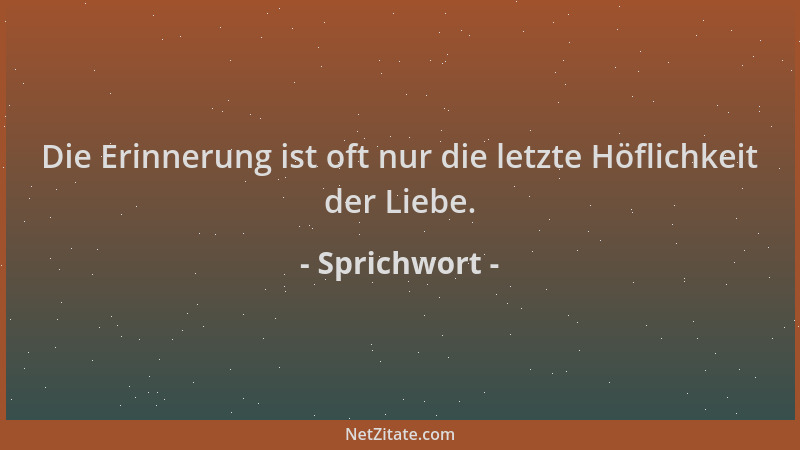 Sprichwort - Die Erinnerung ist oft nur die letzte Höflichkeit der Liebe....