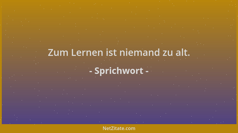 Sprichwort - Zum Lernen ist niemand zu alt....