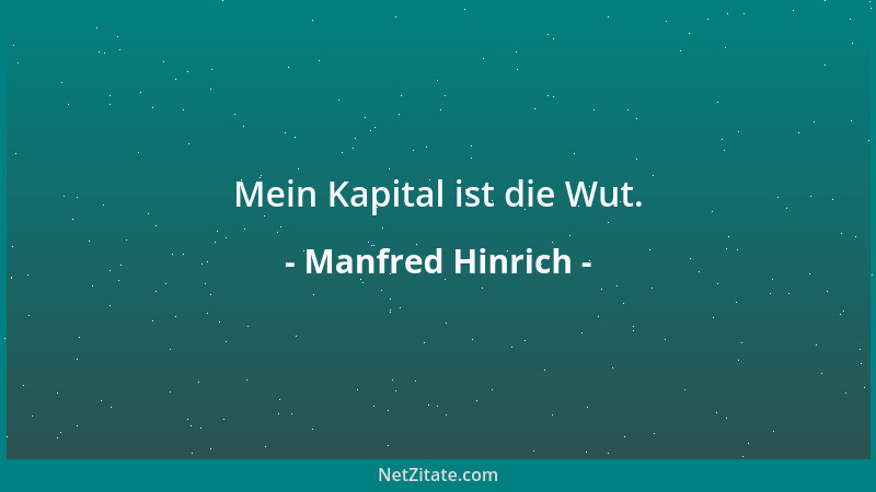Manfred Hinrich - Mein Kapital ist die Wut....