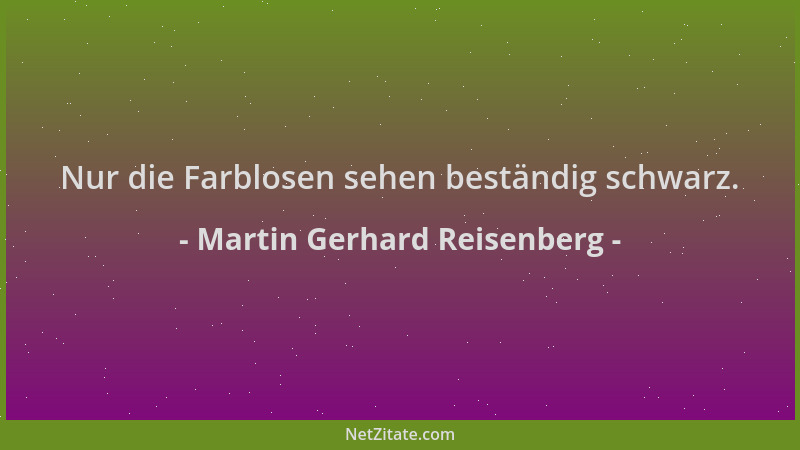 Martin Gerhard Reisenberg - Nur die Farblosen sehen beständig schwarz....