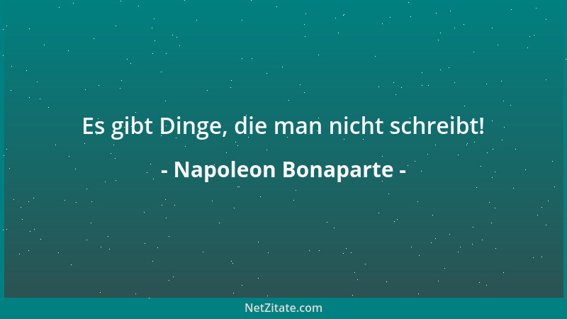 Napoleon Bonaparte - Es gibt Dinge, die man nicht schreibt!...