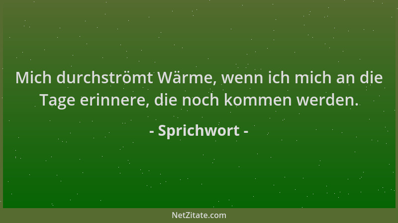 Sprichwort - Mich durchströmt Wärme, wenn ich mich an die Tage erinnere, die noch kommen werden....